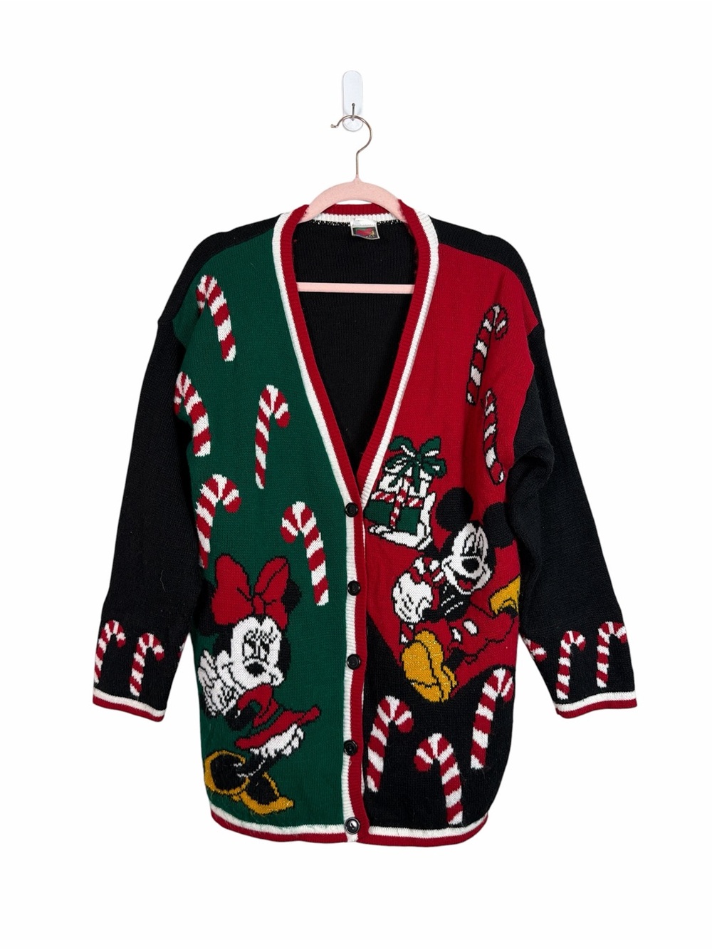 Vintage Disney Mickey Unlimited Mickey Minnie Christmas Cardigan Medium USA